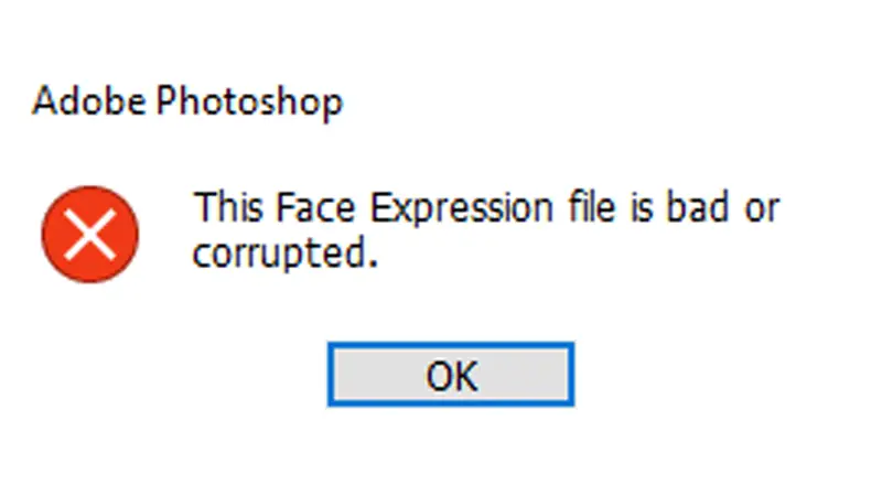 مرحله 1: نمایش ارور This Face Expression File is bad or corrupted