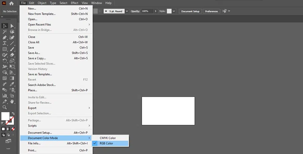تنظیم حالت های رنگی RGB و CMYK در ایلاستریتور 2