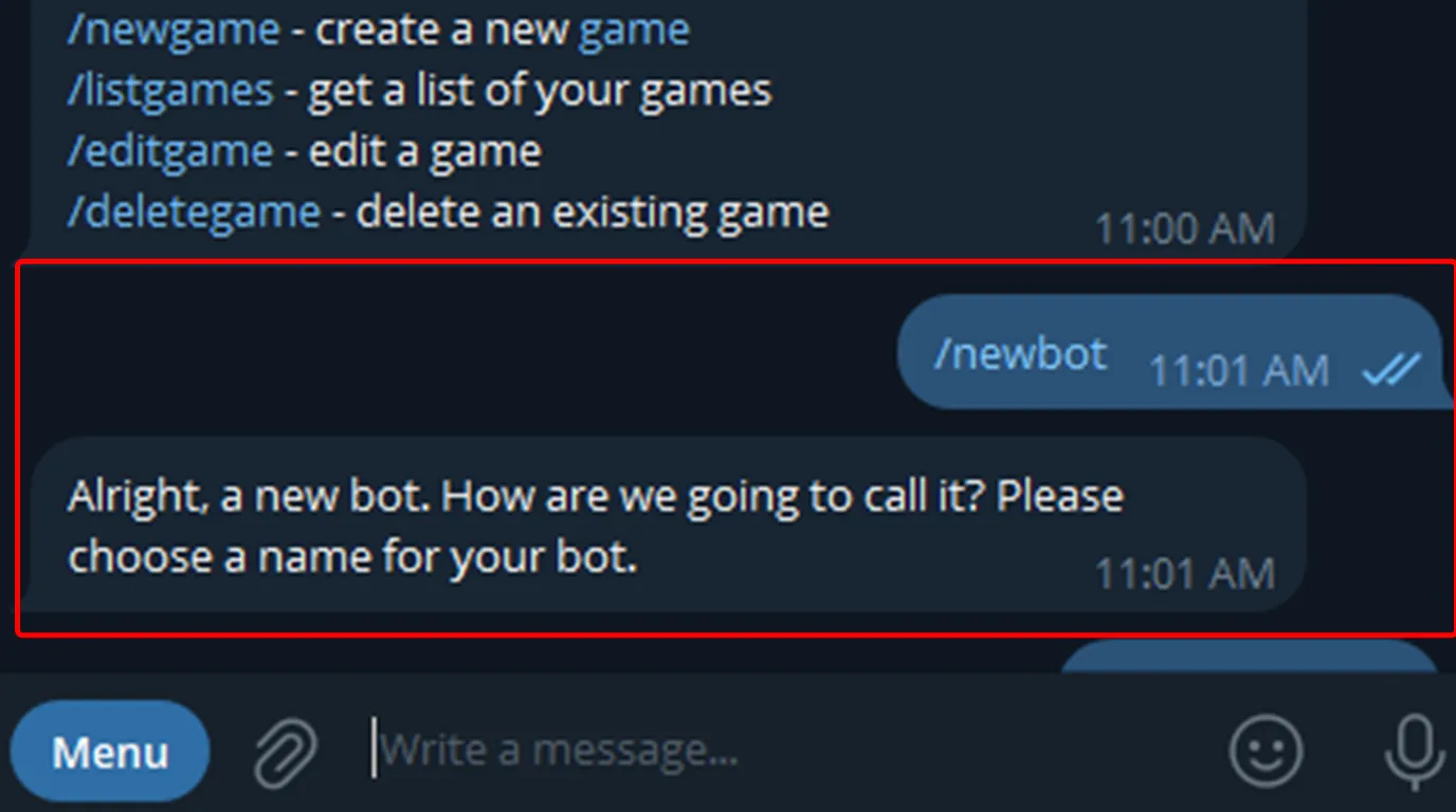 دستور ساخت ربات جدید در بات فادر