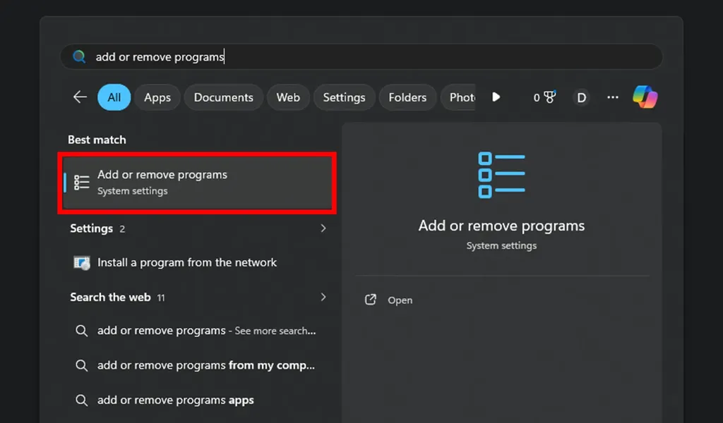 ورود به بخش مدیریت برنامه ها در ویندوز 11