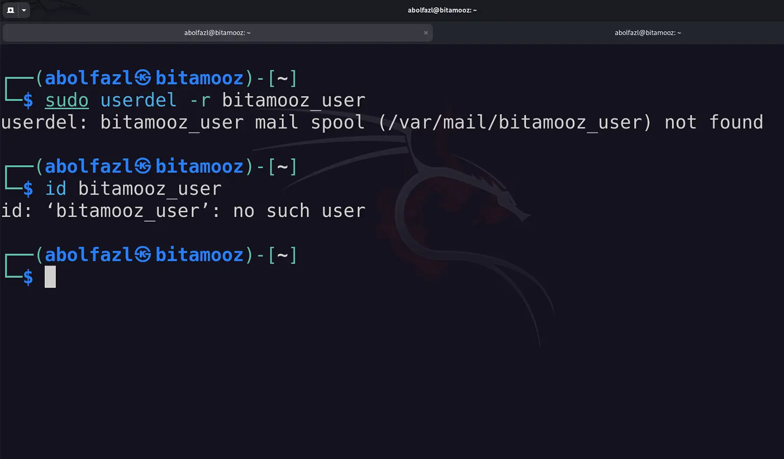چک کردن یوزر لینوکس با دستور id
