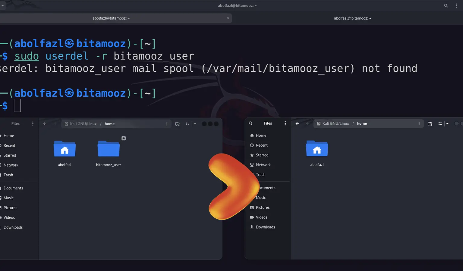 حذف کامل حساب کاربری در لینوکس