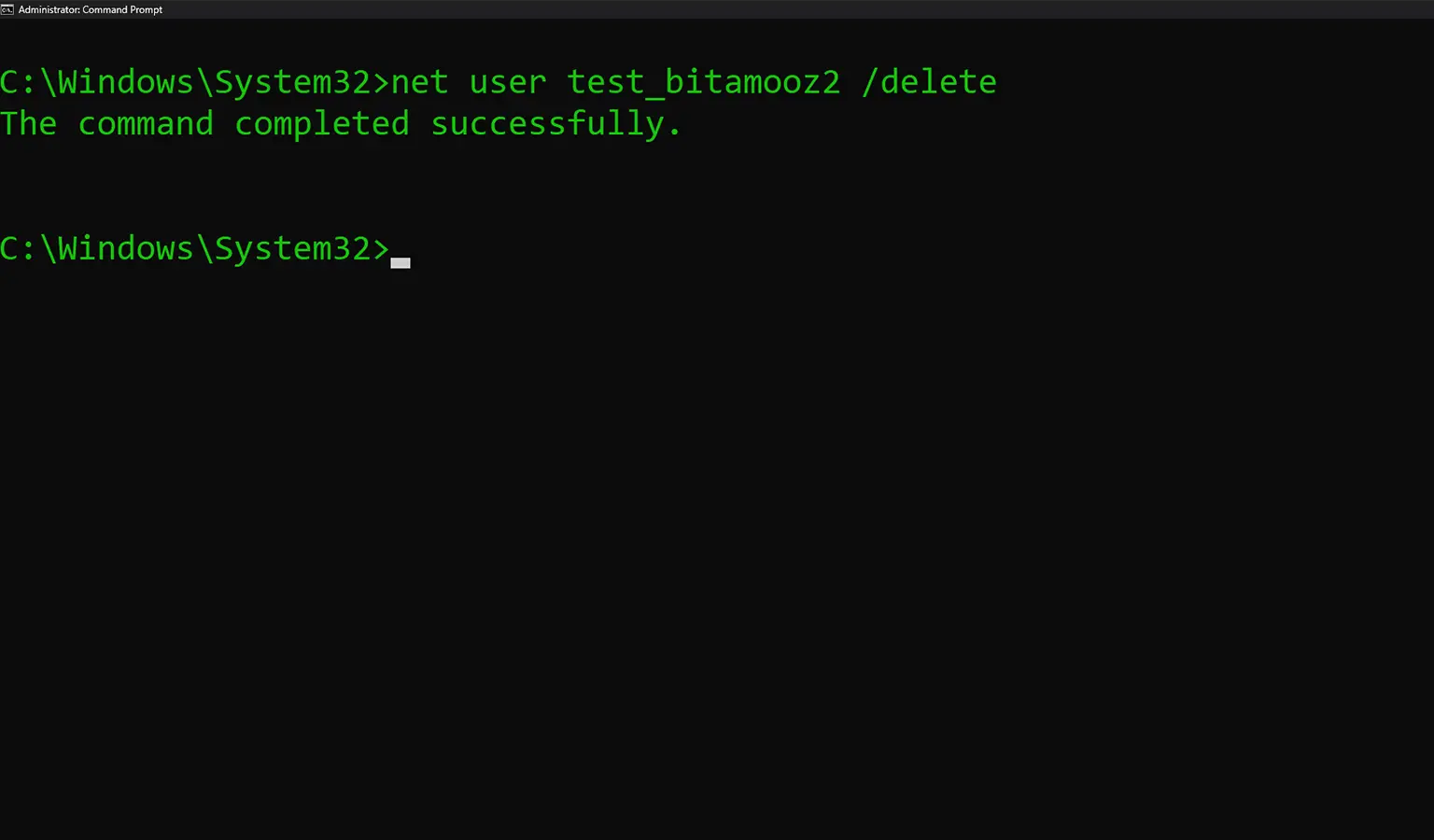 حذف حساب کاربری با CMD