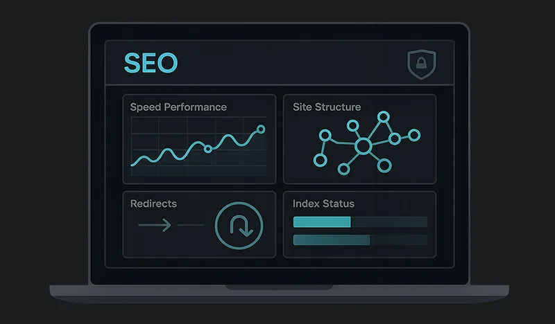 تصویر یک مانیتور که نشون دهنده سئو تکنیکال است