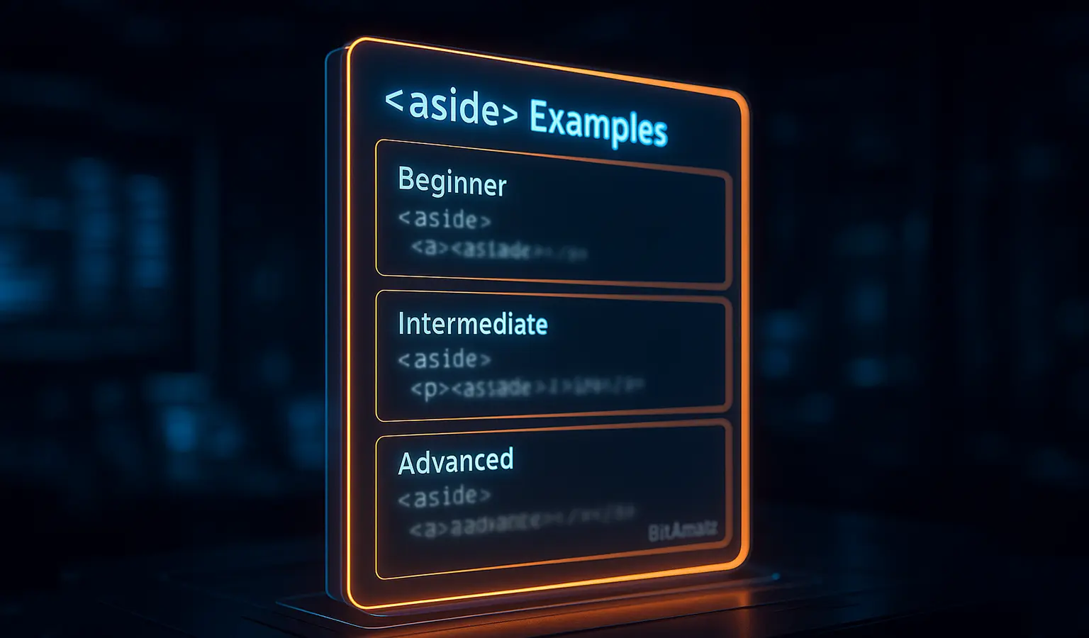 تصویر نمایش‌دهنده مثال‌های کدنویسی تگ aside از سطح مبتدی تا حرفه‌ای