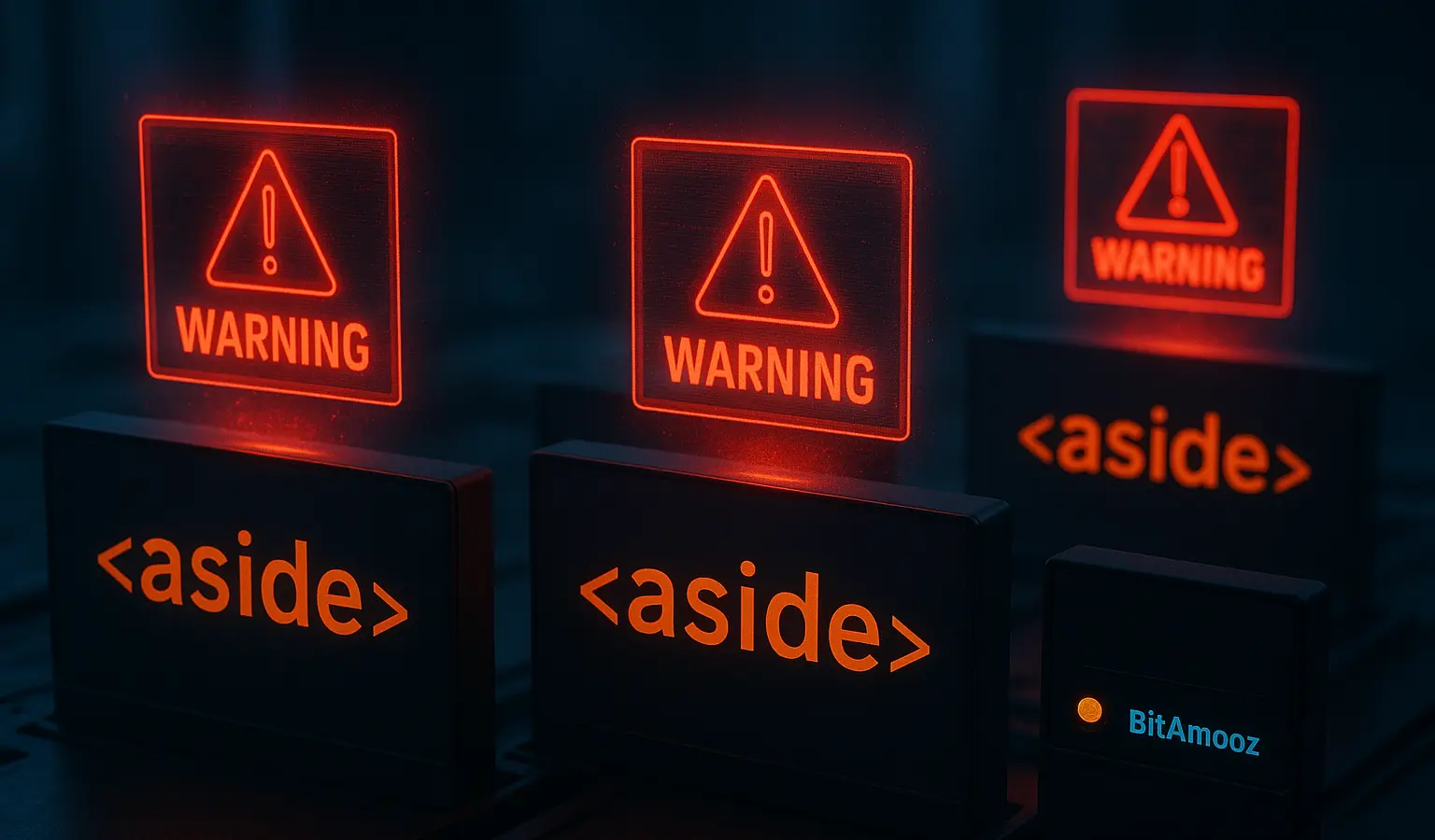 نمایش اشتباهات رایج در استفاده از تگ aside در قالب تصویر دارک و هشداردهنده