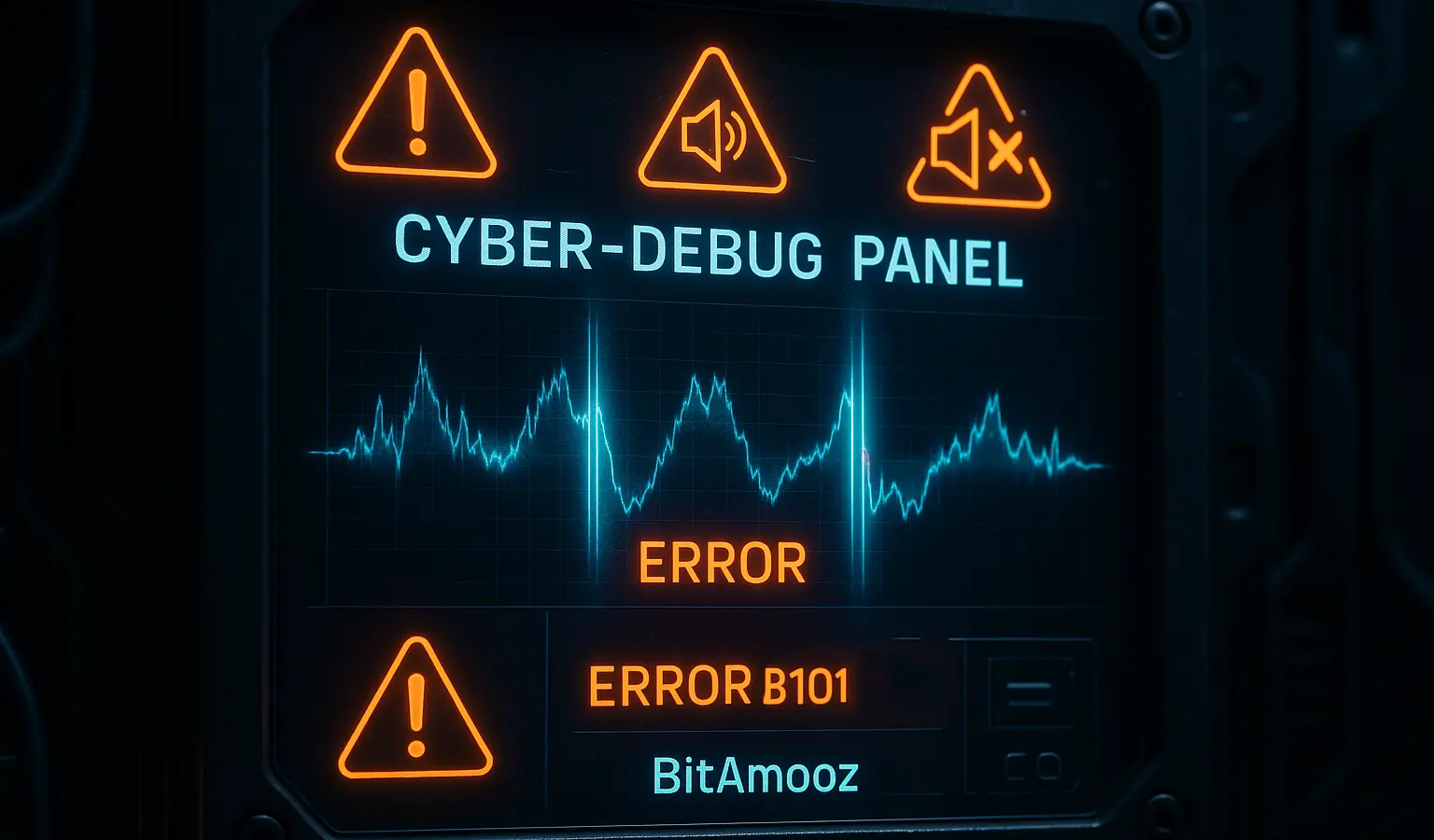 تصویر نمایش‌دهنده خطاهای رایج در تگ audio و فرایند دیباگ در فضای دارک