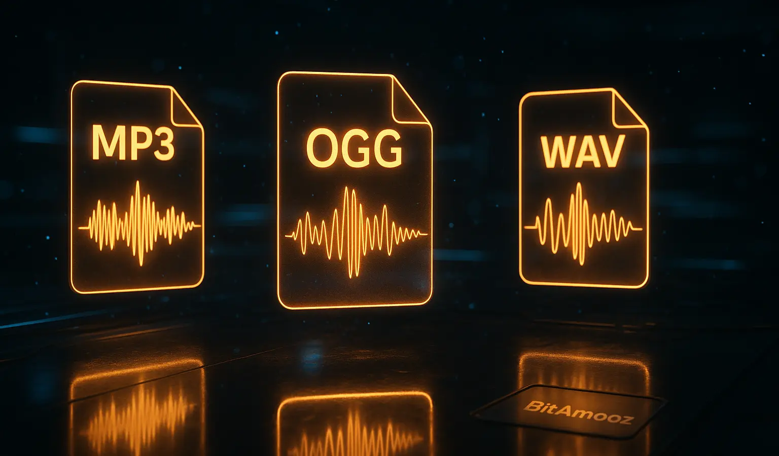 تصویر فرمت‌های صوتی mp3، ogg و wav همراه با جلوه‌های کدک و نمایش تکنیکی