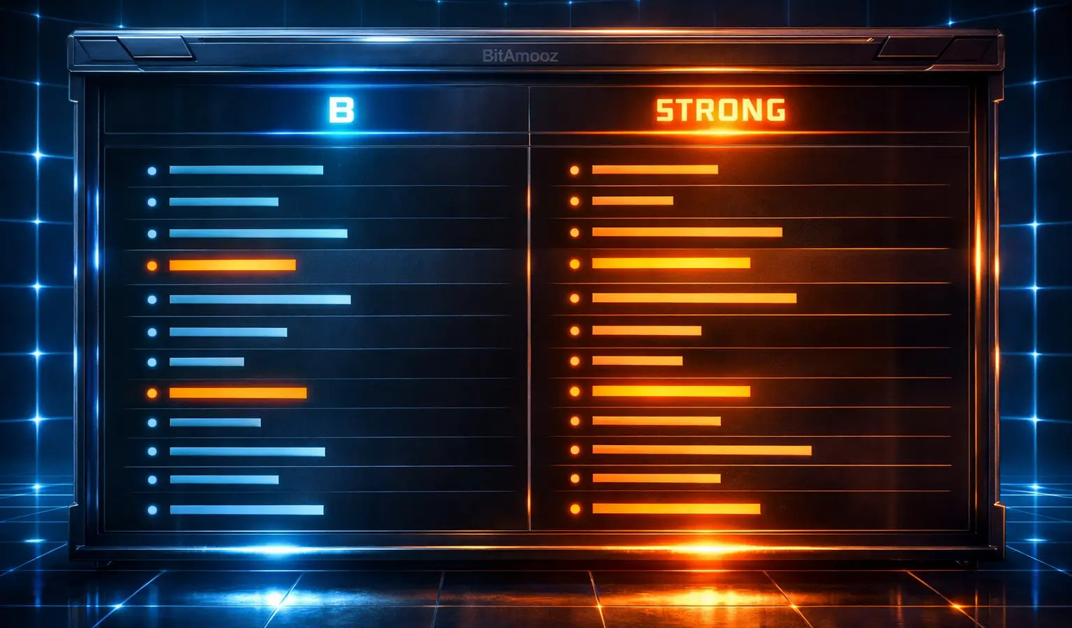 مقایسه تگ b و strong در HTML با طراحی جدول دارک