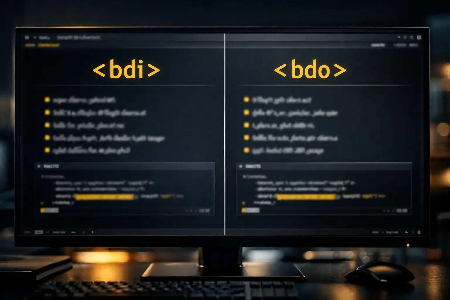 مقایسه تگ‌های bdi و bdo در HTML