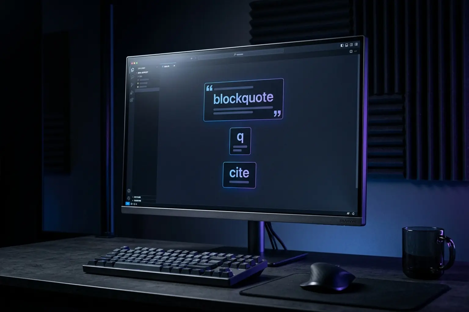 نمایش بصری تفاوت blockquote، q و cite