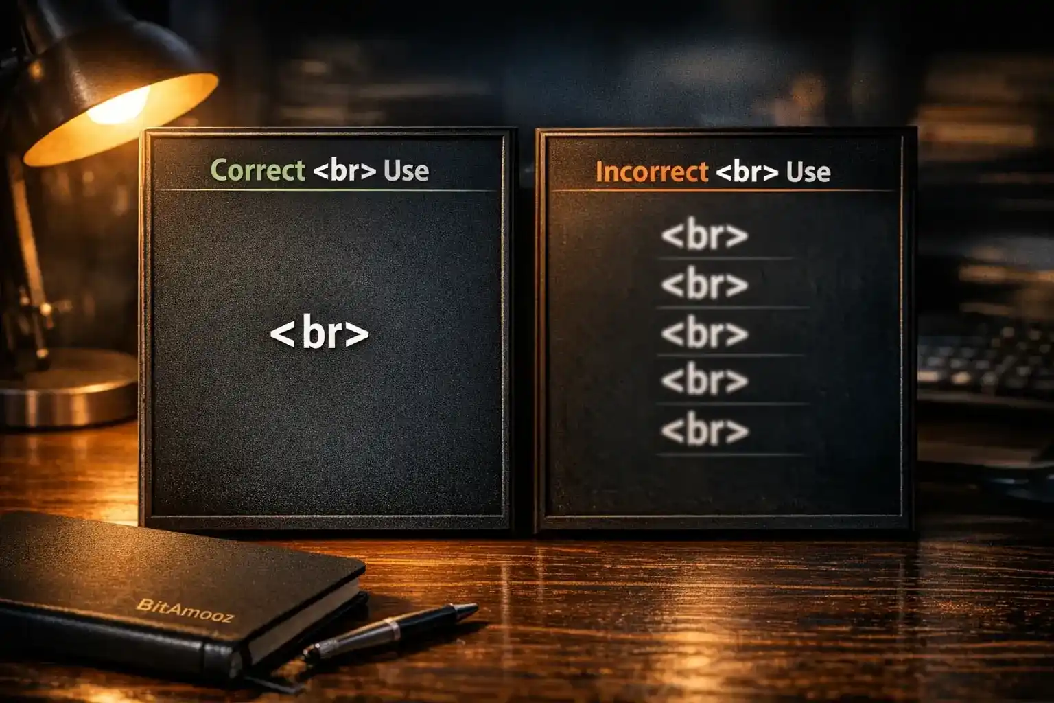 نمایش کاربرد صحیح و اشتباه تگ br