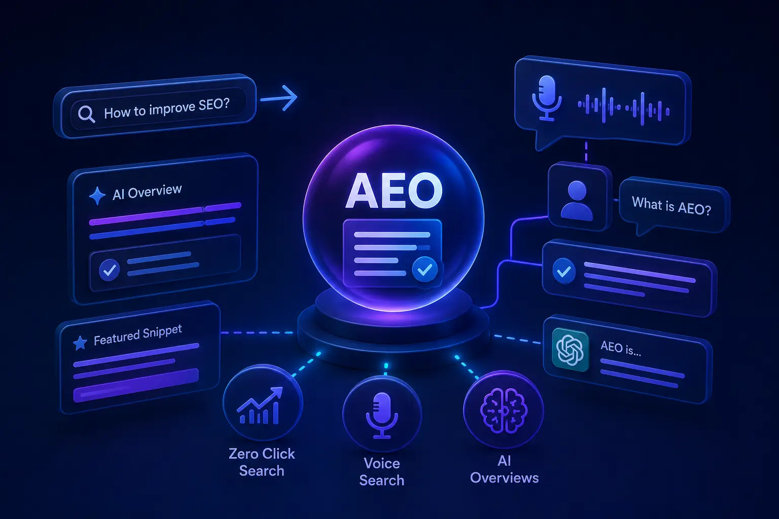 نمای مفهومی آینده جستجو و نقش AEO در تحول SEO